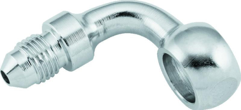 Twin Power Stainless Brake Fitting 3/8 Inch x AN3 90 Degree Banjo Adapter for Harley Brake Systems