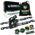 Rhino USA Retractable Ratchet Straps (2 Pack, 2 Inch x 10 Feet) - Gray