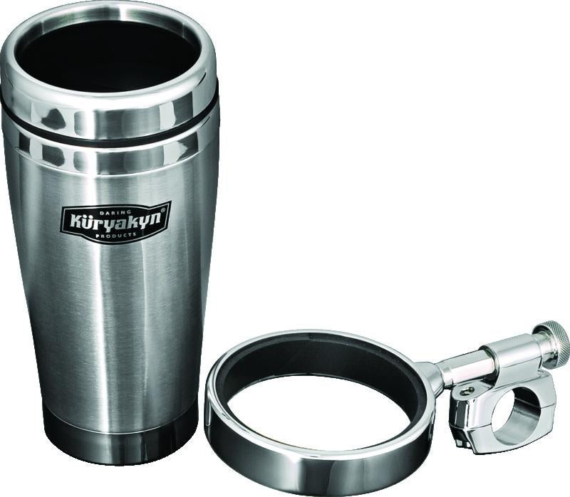 Kuryakyn Drink Holder with Stainless Steel Mug for 1-Inch Handlebars - Chrome