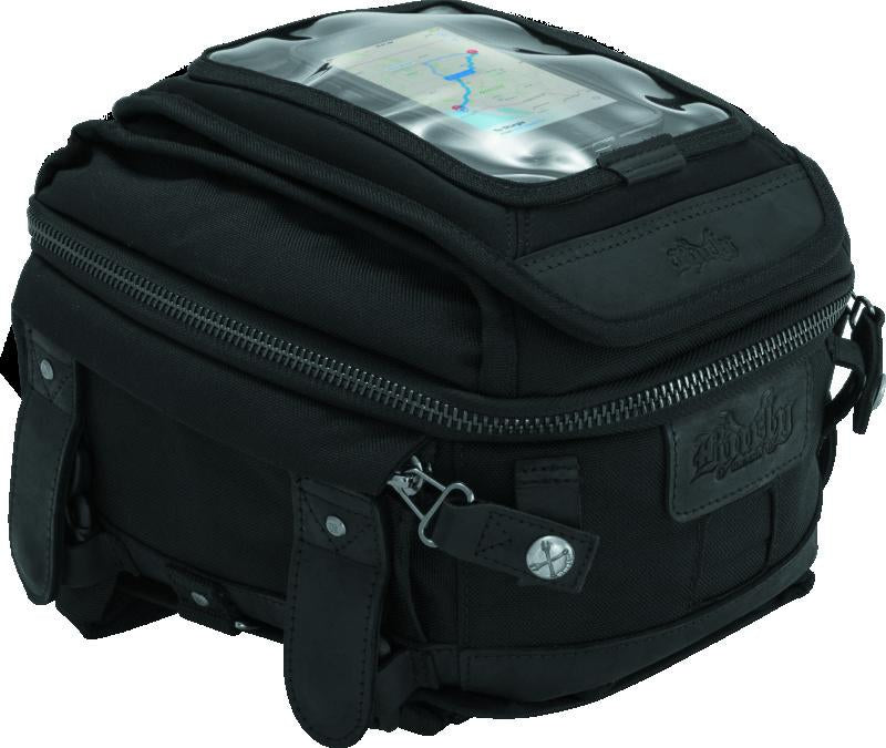 Burly Brand Voyager Black CORDURA Motorcycle Tank and Tail Bag with Pass-Thru Port and Magnetic Map Screen