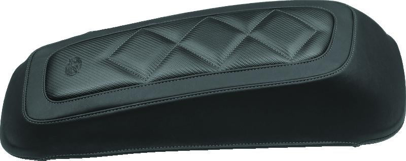 Mustang Motorcycle Harley FL Touring Saddlebag Lid Covers with Diamond Stitch in Black