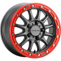 Raceline A14GR Alpha 15x7 Inch Gunmetal and Red Ring Beadlock Wheel (Part Number: A14GR-57037+10)