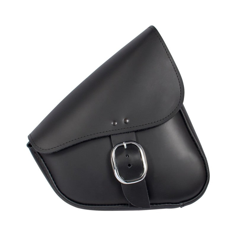 Willie & Max HD Sportsters Custom Hard Tails Leather Swingarm Bag with Chrome Buckle - Black