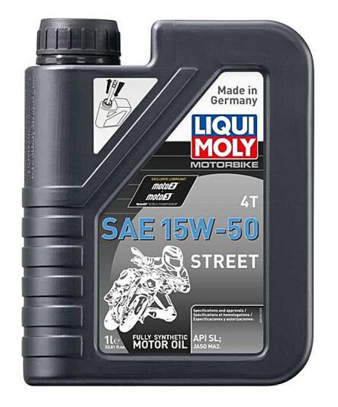 LIQUI MOLY 1L Motorbike 4T SAE 15W50 Street - High-Performance Synthetic Engine Oil for Powersports Vehicles