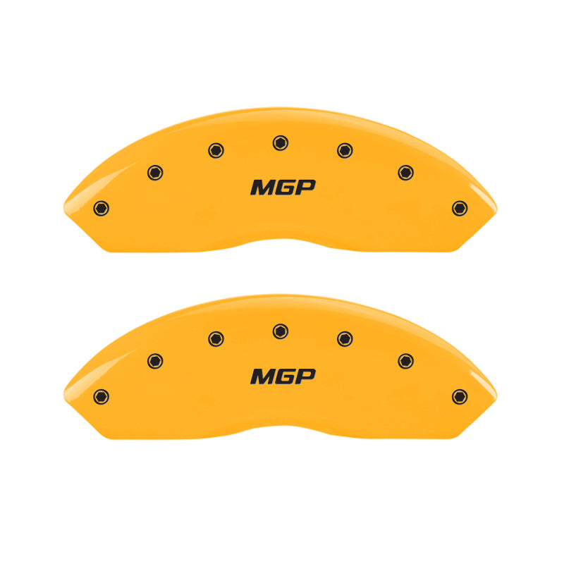 MGP 4 Caliper Covers for Acura RSX 2002-2006 with Yellow Finish and Black Engraving