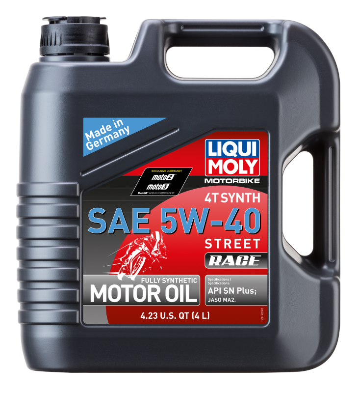 LIQUI MOLY 4L Motorbike 4T Synthetic 5W40 Street Race - High-Performance Engine Oil for Powersports