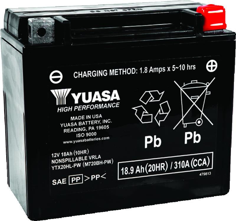 Yuasa YTX20HL-PW Maintenance Free AGM Battery for Powersports Vehicles