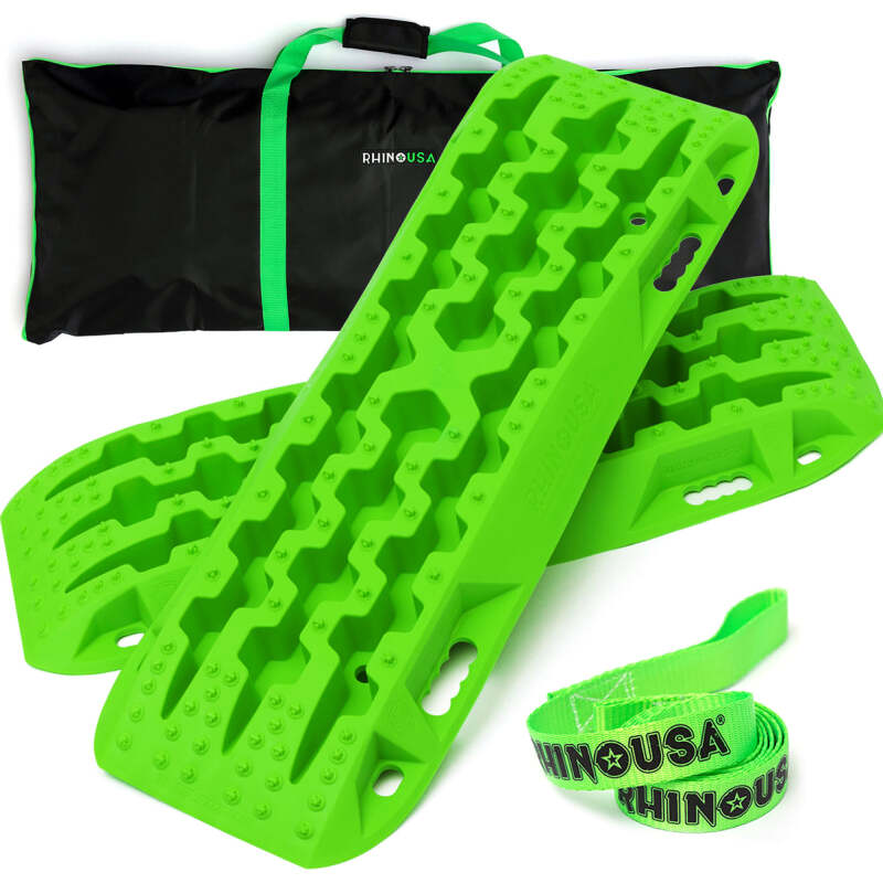 Rhino USA Recovery Traction Boards - Green (Pair) for Off-Road Vehicles and SUVs