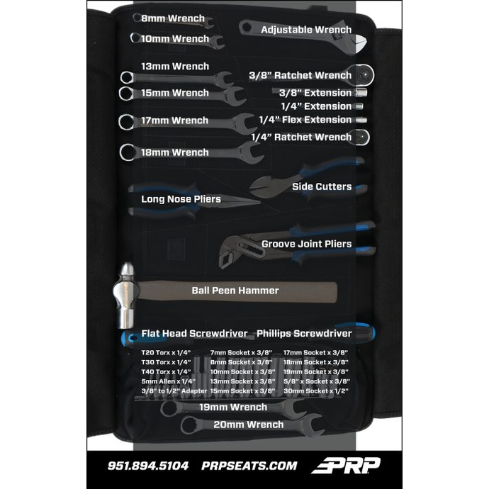 PRP Can-Am Roll-Up Tool Bag With 35pc Tool Kit