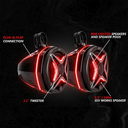 Polaris RZR Pro Series Phase-5 V-Spec 5-Speaker 1400watt System for Ride Command