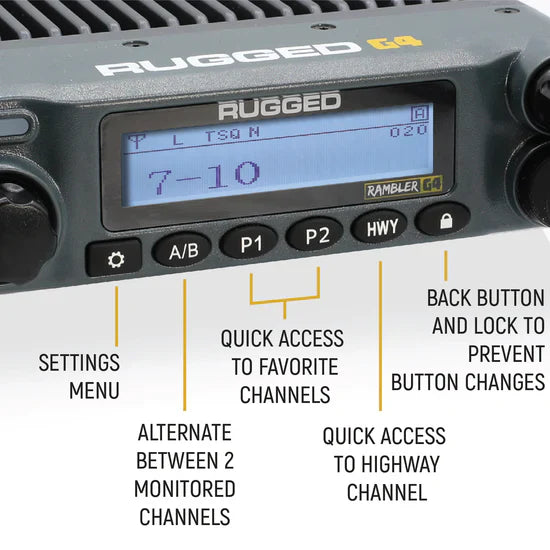 Rugged Radios Radio Kit Lite - Rambler G4 GMRS Band Mobile Radio with Stealth Antenna