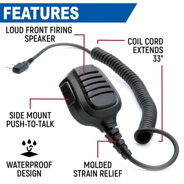 Rugged Radios GMR2 GMRS and FRS Band Radio with Hand Mic