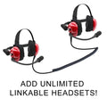 Rugged Radios H80 Track Talk Linkable Intercom Headsets - 2 Person (Red-Flex Boom)