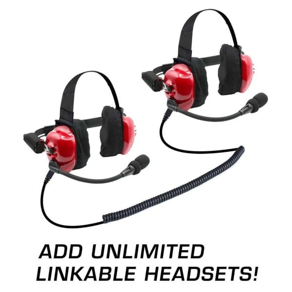 Rugged Radios H80 Track Talk Linkable Intercom Headset with NITRO BEE XTREME UHF Race Receiver and carry bag