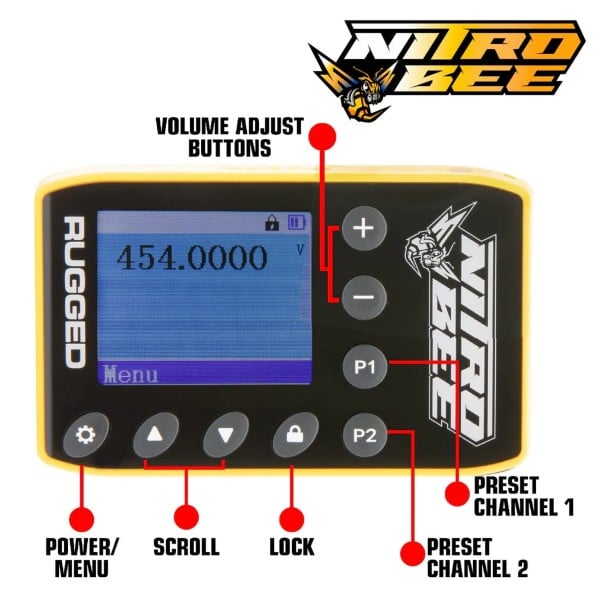 Rugged Radios H80 Track Talk Linkable Intercom Headset with NITRO BEE XTREME UHF Race Receiver and carry bag