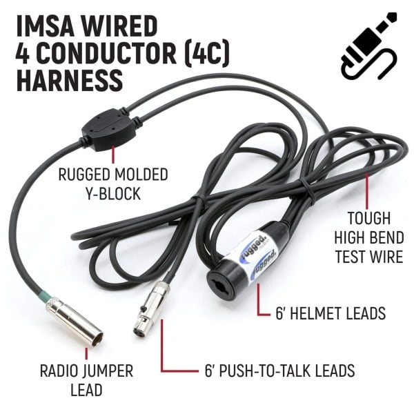 Rugged Radios IMSA 4-Conductor 4C Circle Track Road Race Car Harness