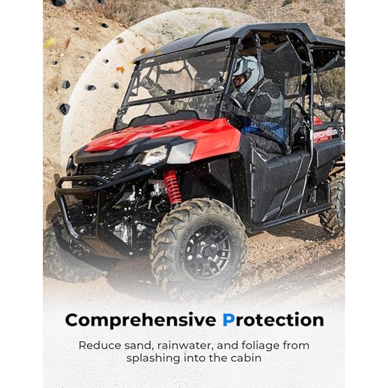 Kemimoto Honda Pioneer 700 UTV 3-in-1 Flip Windshield
