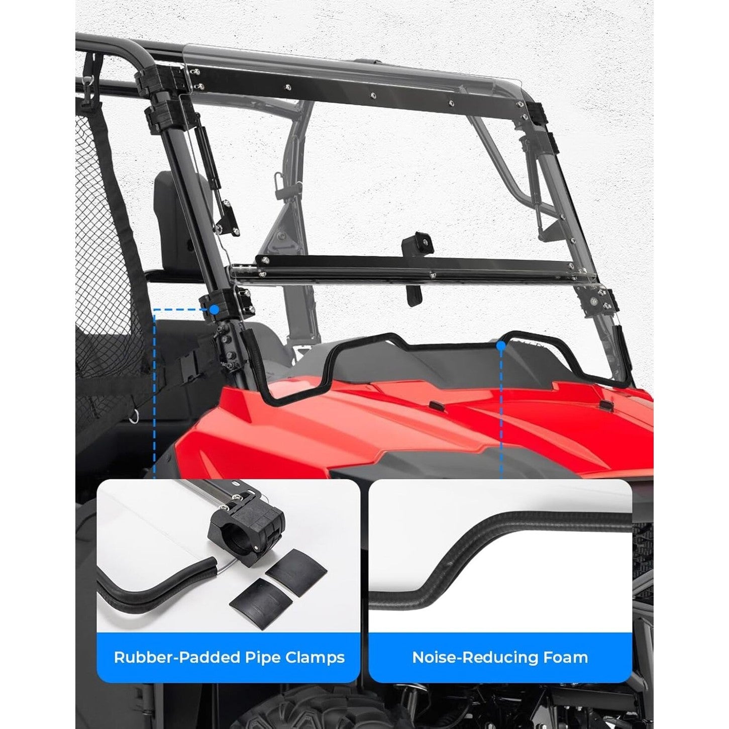 Kemimoto Honda Pioneer 700 UTV 3-in-1 Flip Windshield