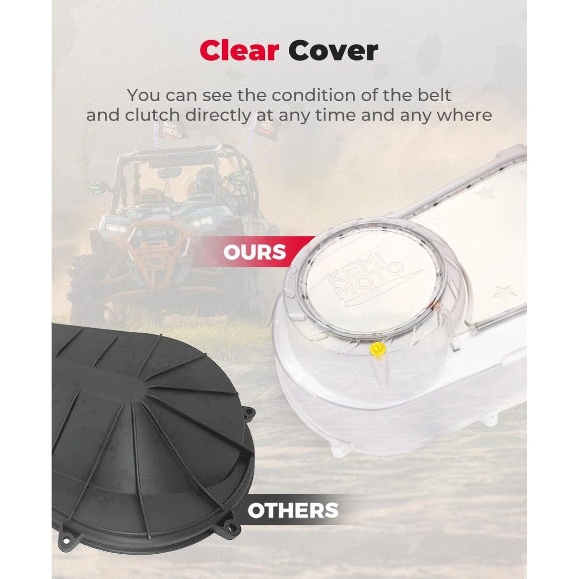 Kemimoto '17-'21 Polaris RZR / Ranger Outer Clutch Cover w/ RGB Lights