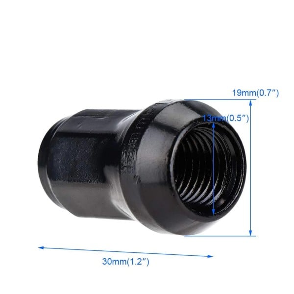 Kemimoto 12mm X 1.5 Lug Nuts With Hex Socket Key Tool – 20 Pcs Black
