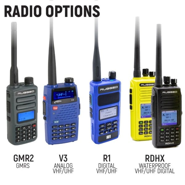 Rugged Radios MOTO MAX Kit with Radio, Helmet Kit, Harness, and Handlebar Push-To-Talk