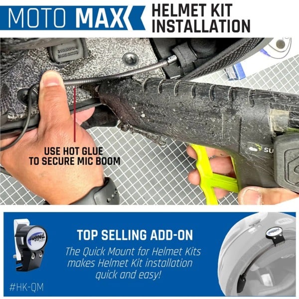 Rugged Radios MOTO MAX Kit with Radio, Helmet Kit, Harness, and Handlebar Push-To-Talk