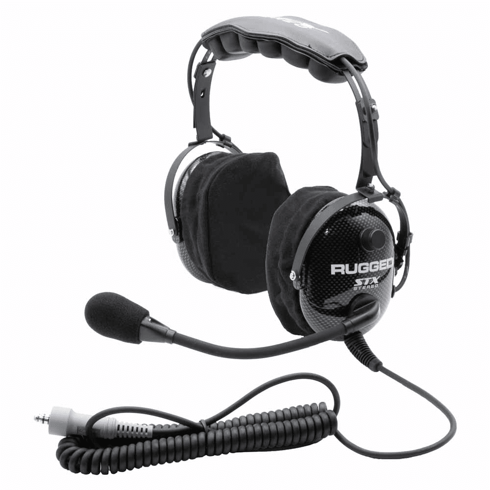 Rugged Radios STX H22 Over The Head (OTH) Headset For Stereo Intercoms - Carbon Fiber
