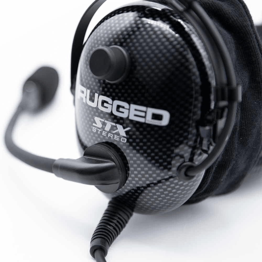 Rugged Radios STX H22 Over The Head (OTH) Headset For Stereo Intercoms - Carbon Fiber