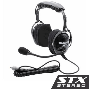 Rugged Radios STX H22 Over The Head (OTH) Headset For Stereo Intercoms - Carbon Fiber