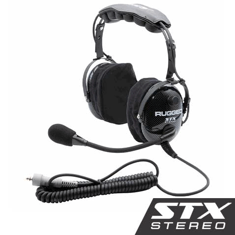 Rugged Radios STX H22 Over The Head (OTH) Headset For Stereo Intercoms - Carbon Fiber