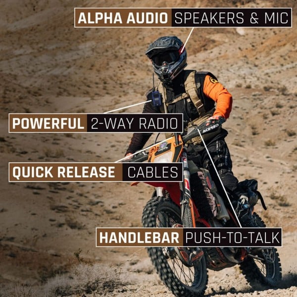 Rugged Radios SUPER SPORT Kit with Radio, Helmet Kit, Harness, and Handlebar Push-To-Talk