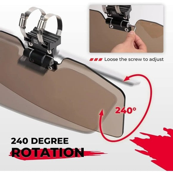 Kemimoto Universal Tinted Sun Visor Sun Shade For 1.5”-2” Roll Bars