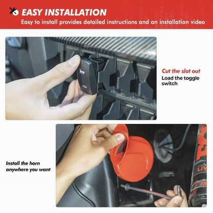 Kemimoto UTV Universal Horn Kit with Rocker Switch 12V