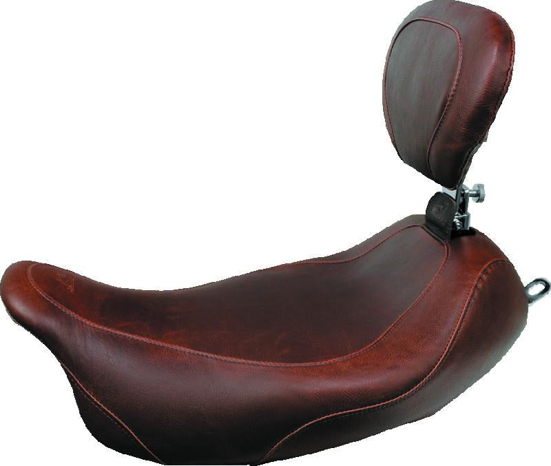 Mustang Motorcycle Squareback One-Piece Seat for Harley-Davidson Touring 2008-2021 – Black with Red Stitching, Part #75239AB