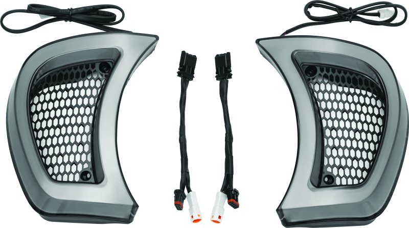 Kuryakyn Tracer Headlight Vent Accents for Road Glide – Enhanced LED Surface Area with Dual-Function Switchback Lights
