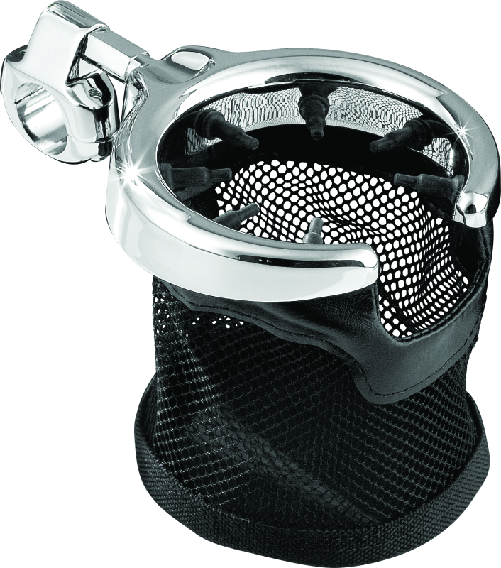 Kuryakyn Drink Holder with Mesh Basket 1 Inch Clamp Chrome for Powersports Vehicles
