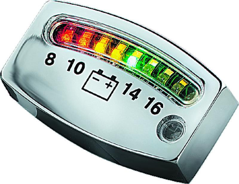 Kuryakyn LED Battery Gauge Universal Chrome Part 4219 for Powersports Vehicles