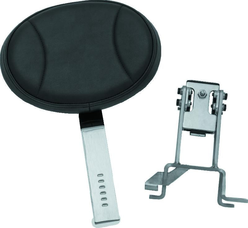 Kuryakyn Plug-N-Go Driver Backrest 14-Up Indian Black Pad with Chrome Mounting Bracket
