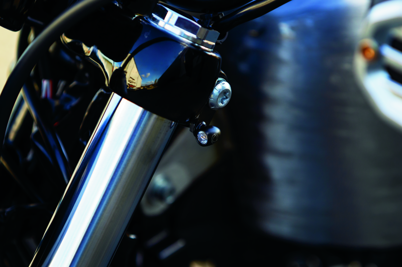 Kuryakyn Kellermann Atto Clear Lens Amber Lights in Satin Black – Compact, High-Visibility Motorcycle Lighting