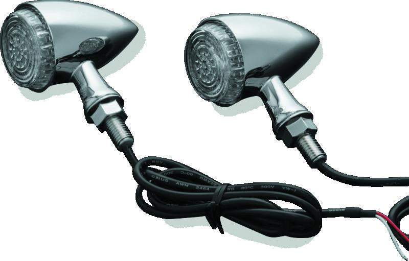 Kuryakyn Torpedo Indicator LED Amber Lights Turn Only Chrome – Front Signal Lights for Powersports Vehicles