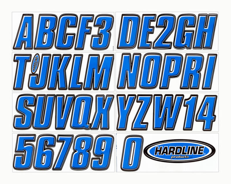 Hardline Boat Lettering Registration Kit 3 in. - 800 Blue/Black for Marine Vessels