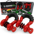 Rhino USA 3/4 inch D-Ring Shackle Set (2-Pack) in Red – Heavy-Duty Recovery Shackles with 41,850 lbs Break Strength