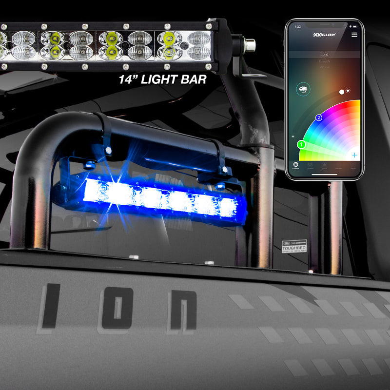 XKGLOW XK-BAR-14 RGBW LED Light Bar – 14-inch High Power Offroad, Work, and Hunting Light with Bluetooth Control