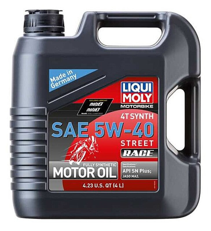 LIQUI MOLY 4L Motorbike 4T Synthetic 5W40 Street Race - High-Performance Engine Oil for Powersports