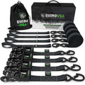 Rhino USA Heavy Duty Ratchet Tie-Down 4-Pack (Black) - 1.6 Inch x 8 Feet