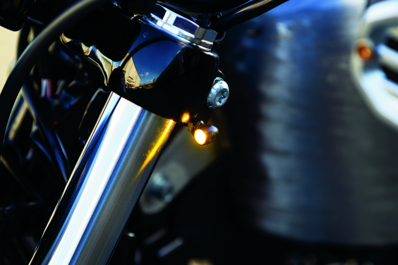 Kuryakyn Kellermann Atto Clear Lens Amber Lights in Satin Black – Compact, High-Visibility Motorcycle Lighting