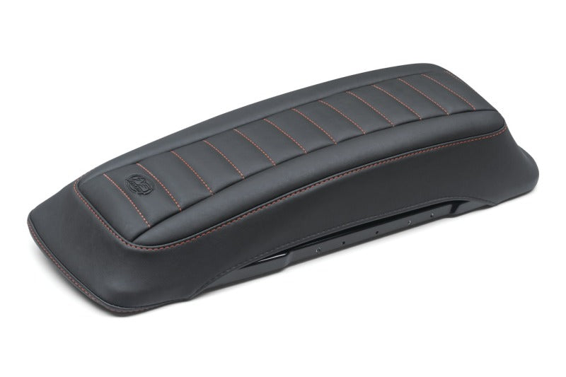 Mustang Motorcycle 97-13 HD FL Touring Saddlebag Lid Covers Pair Deluxe Black with Red Stitching