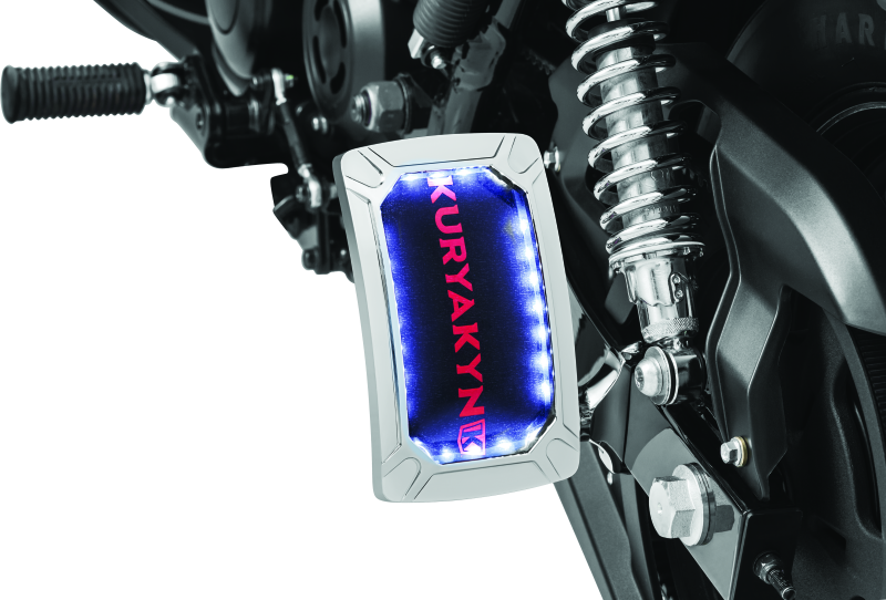 Kuryakyn Nova Curved Vertical Mount Side License Plate Holder with Chrome Finish
