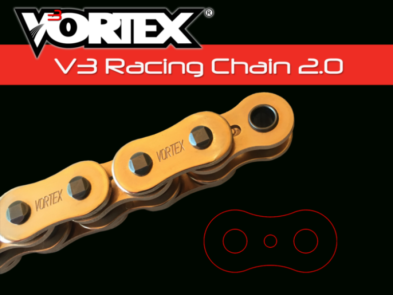 Vortex Racing V3 2.0 Chain 525SX3-112 - Gold for Powersports Applications