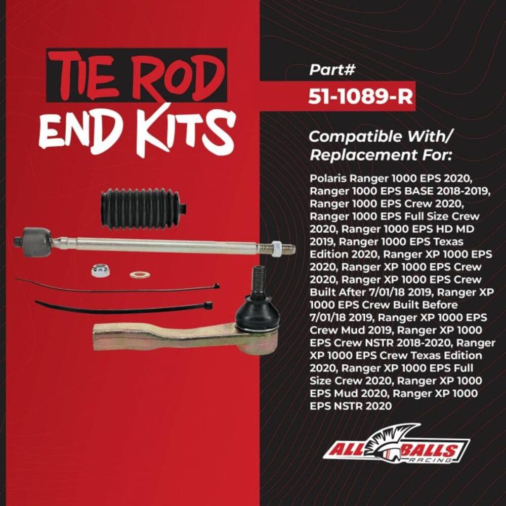 All Balls Racing '18-'21 Polaris Ranger XP 1000 Right Tie Rod End Kit